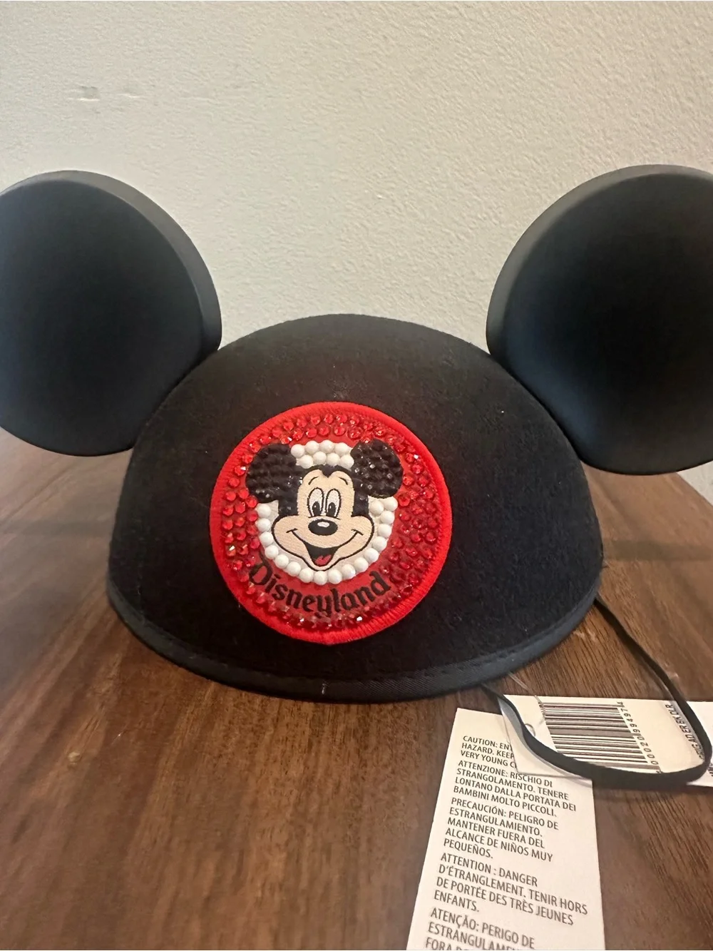 Disney Black Mickey Mouse Ear Hat with Red Patch
